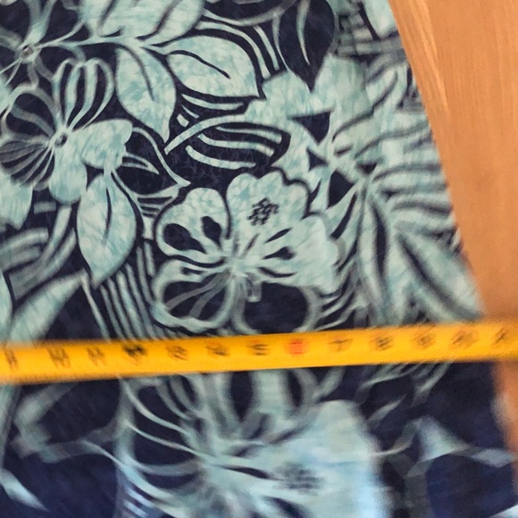 Hand made cotton Maxi-Midi floral tropical dress in torqoise blue•Fits like Med - Picture 11 of 12